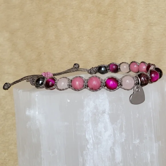🩷❤️ Rhodonite, tigers eye and rose quartz bracelet - Picture 2 of 5